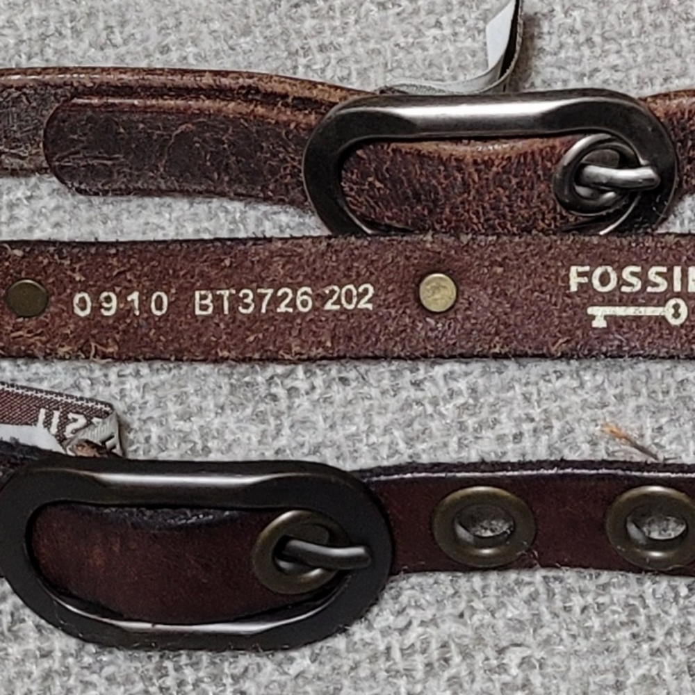 Two Fossil leather belts, same style, different colors size Large.